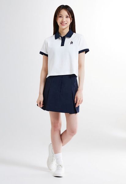 Áo Polo WHOAU [Nữ] - (Woody) Soft Cotton Crop Carat Navy - SPHWE24G51