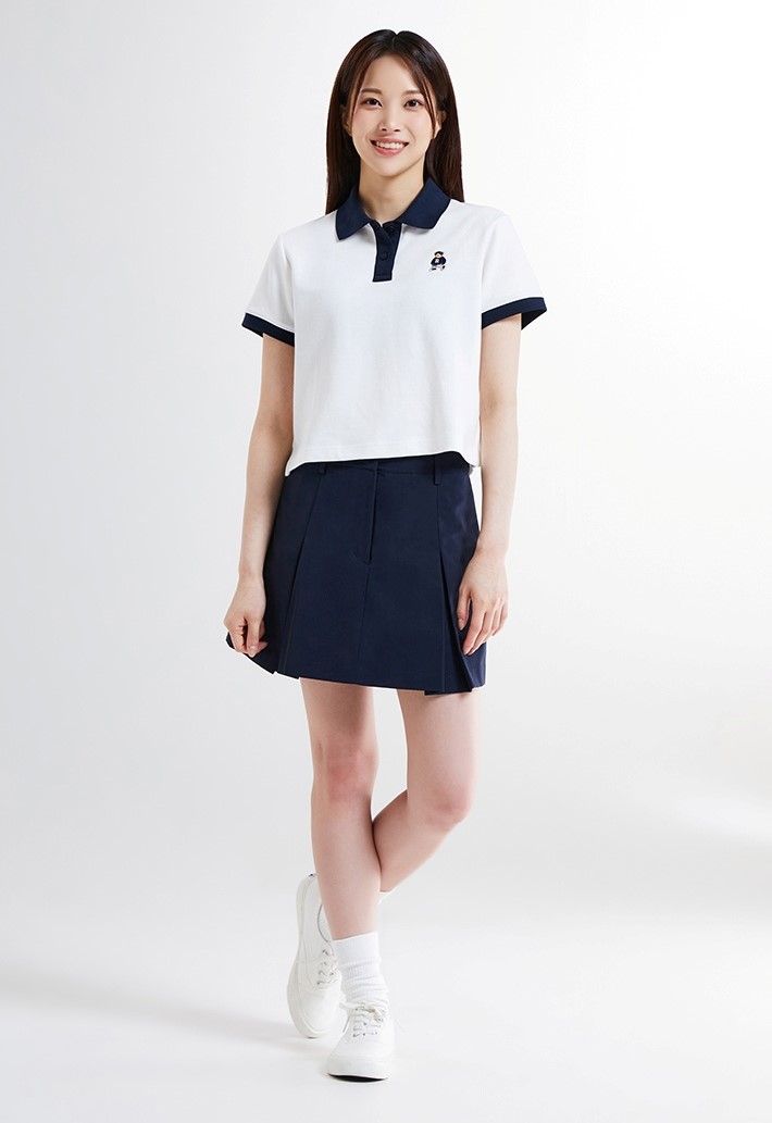  Áo Polo SPAO [Nữ] - Woody Soft Cotton Crop Carat Navy - SPHWE24G51 