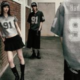  Áo Thun [Unisex] Badblood - 91 Crack Print V-Neck T-Shirt White - w-tee25-049 