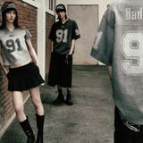  Áo Thun [Unisex] Badblood - 91 Crack Print V-Neck T-Shirt White - w-tee25-051 