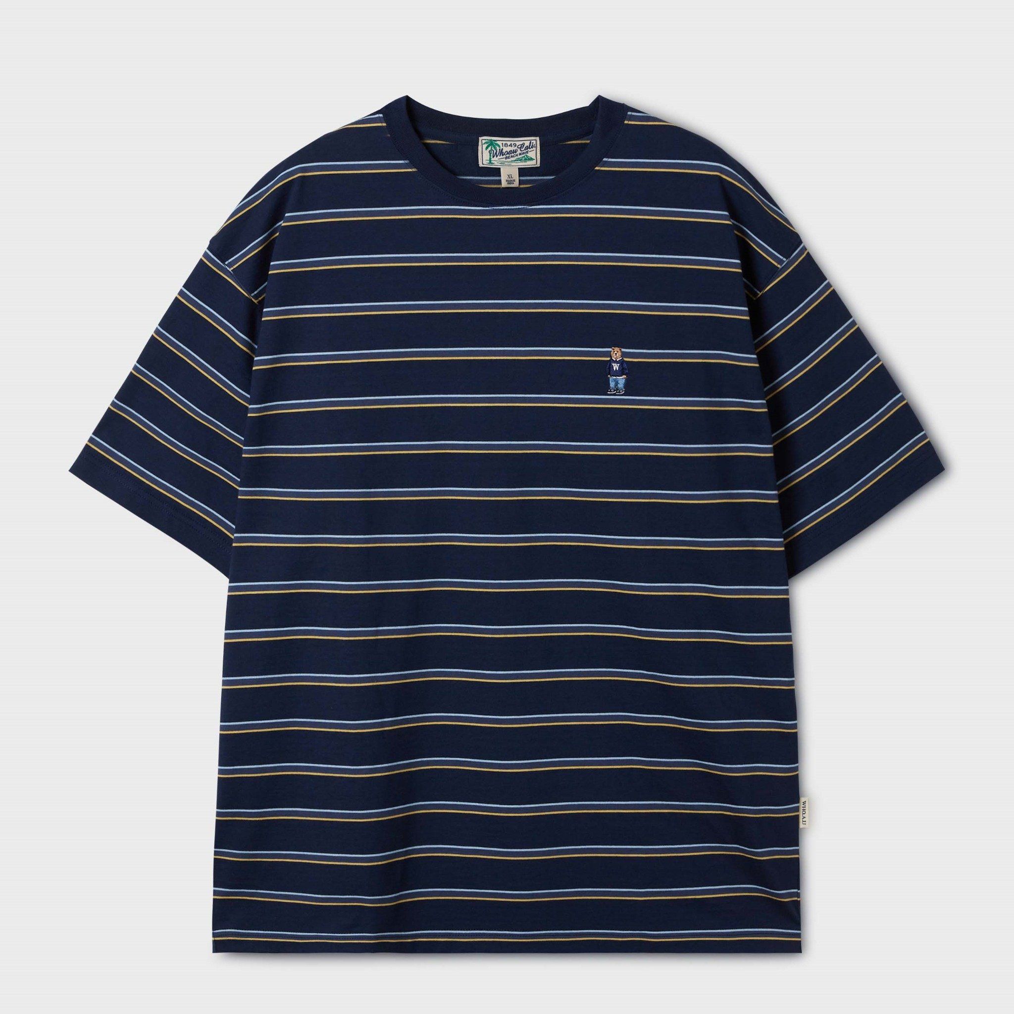 【WHO.A.U】Steve Multi Stripe T-Shirt[B] Steve Multi Stripe T-Shirt[B] - 후아유닷컴