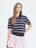  Áo Polo MLB [Nữ] Varsity Stripe Crop Collar T-Shirt NY Yankees - 3FPQV0253-43NYS 