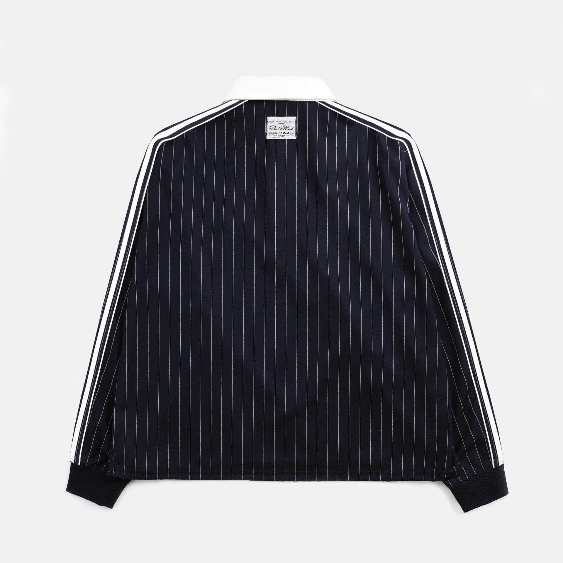  Áo Sweater [Unisex] Badblood - Classic Logo Stripe Rugby Shirt Burgundy - w-sht24-019 