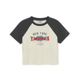  Áo thun MLB [Nữ] Varsity Vintage Washing Raglan Crop T-Shirt NY Yankees - 3FTSV0853-50CRS 