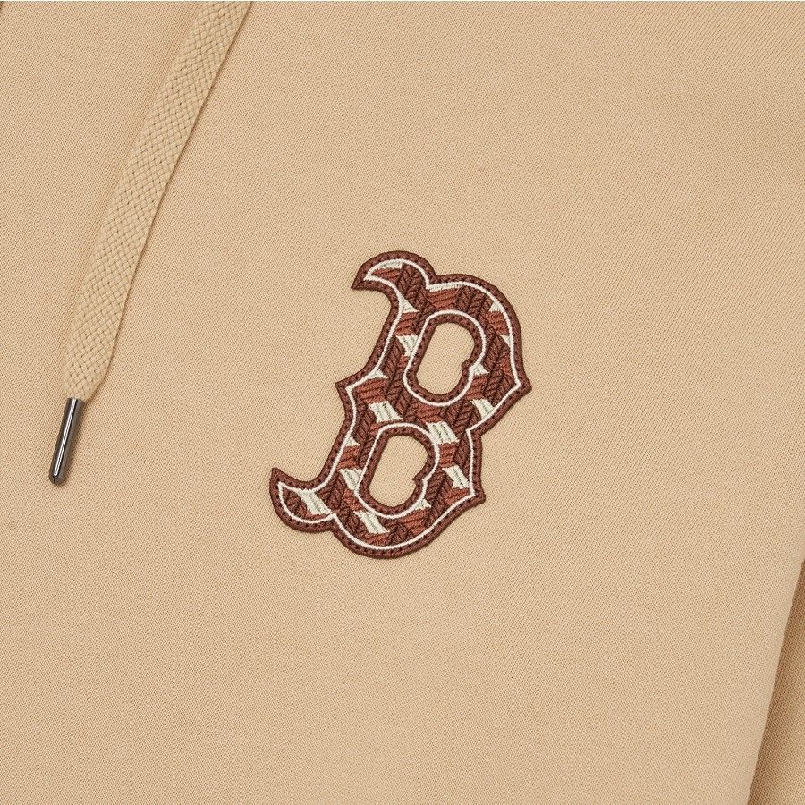  Áo Hoodie MLB Korea - Cube MONOGRAM Big Logo Overfit Hoodie BOSTON REDSOX - 3AHDM0424-43BGS 