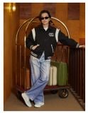  Áo Khoác Varsity WHOAU [Unisex]- Varsity Black Jacket (padded lining) - WHJJC4V24U 