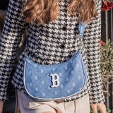  Túi MLB Korea - Diamond Mono Denim Jacquard Hobo Bag NY Yankees LS.Blue - 3ABQS023N-43SBL 