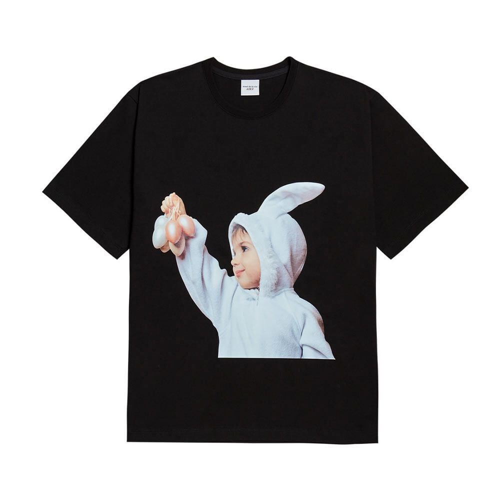  Áo thun - Acmé de la vie - ADLV BABY FACE SHORT SLEEVE T-SHIRT BLACK RABBIT 