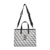  Túi Tote MLB Korea - Cube Monogram Medium Tote Bag Boston Red Sox Grey - 3AORM042N-43GRS 