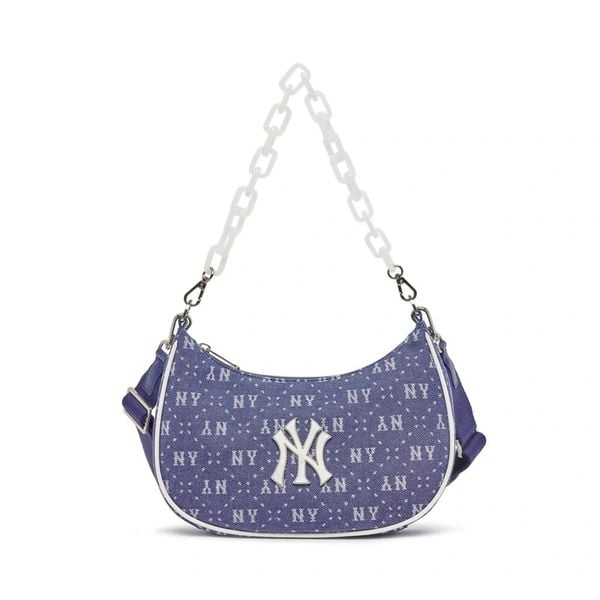  Túi MLB Korea - Diamond Mono Denim Jacquard Hobo Bag NY Yankees D.Navy - 3ABQS023N-50NYD 