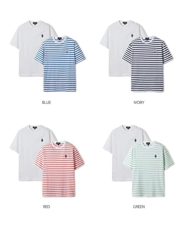  Set Áo Thun WHOAU [Unisex] - Steve (2PACK) Stripe T-shirts - WHRSE2352U 