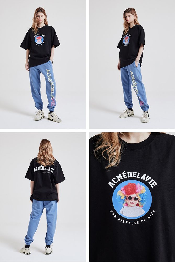  Áo thun - ADLV - Acmé de la vie - ADLV BABY FACE SHORT SLEEVE T-SHIRT BLACK MINI RAINBOW HAIR 