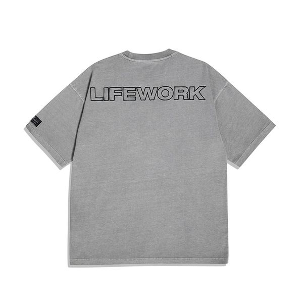  Áo thun Life Work - Pigment embroidered short-sleeved Grey T-shirt - LW222TS610 