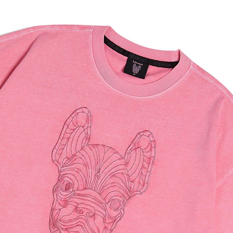  Áo thun Life Work - Pigment embroidered short-sleeved Pink T-shirt - LW222TS610 