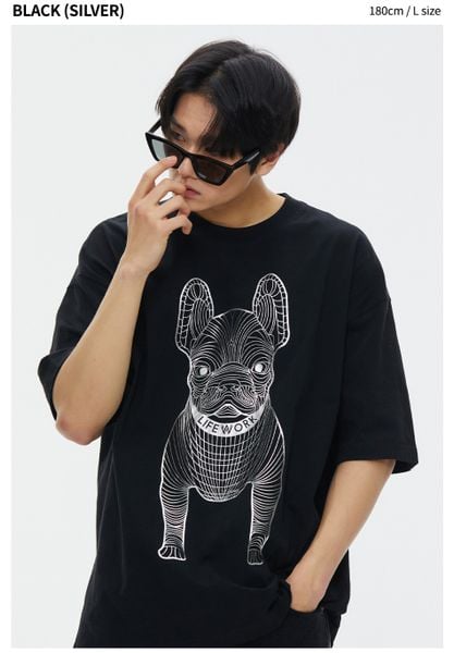  Áo thun Life Work - Silver Big Radog Short Sleeve Black T-shirt - LW225TS299 