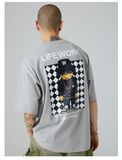  Áo thun Life Work - Checkerboard Hip Dog Short Sleeve Grey T-Shirt - LW242TS107 