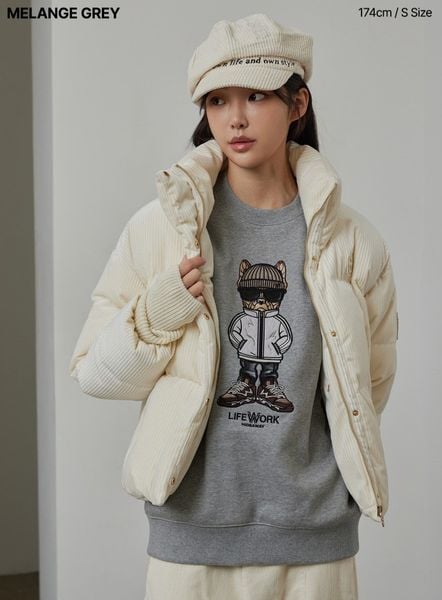Áo Sweater Life Work [Unisex] Beanie Hipdog Overfit Fleece LW244MT117