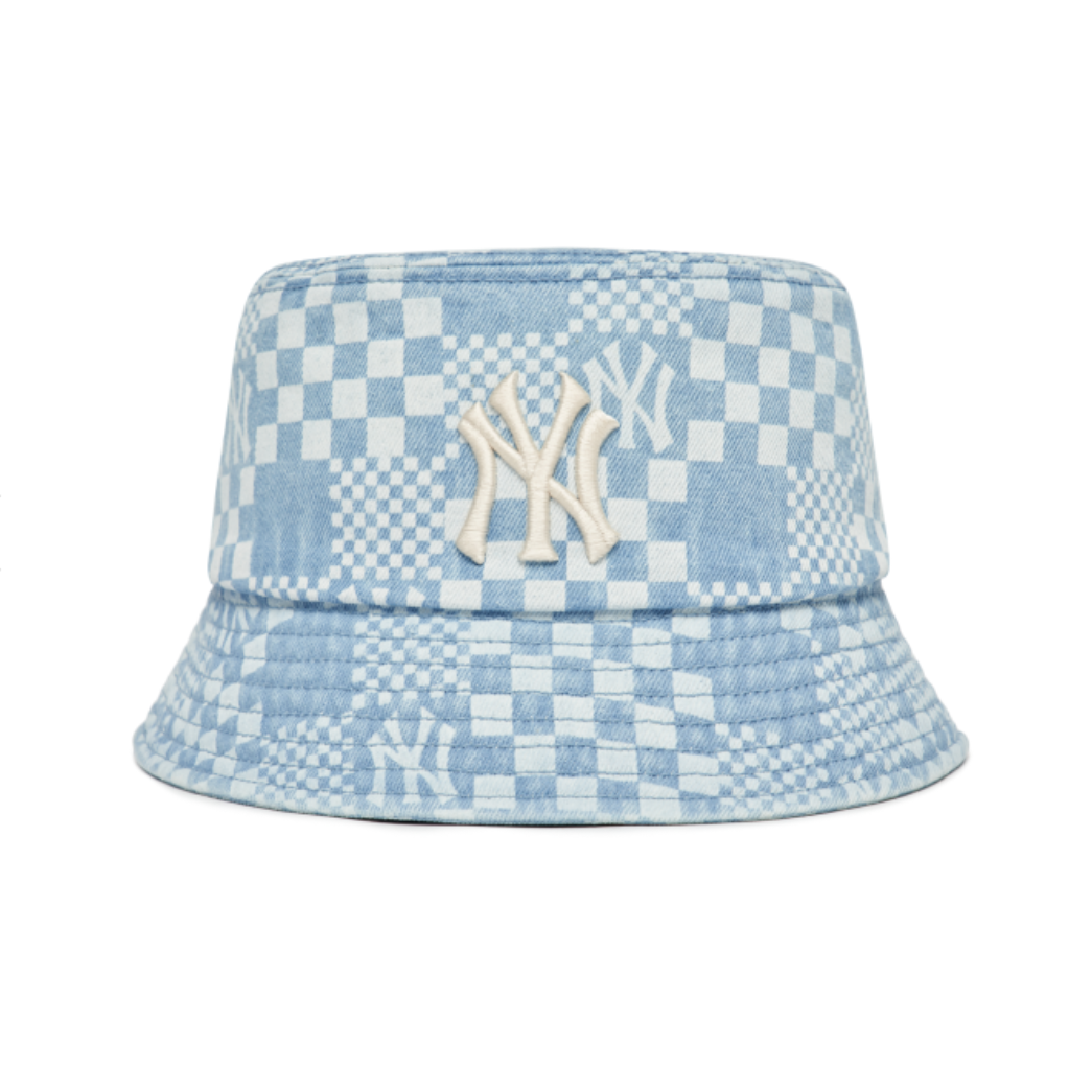  Nón Bucket MLB - CHECKERBOARD DENIM BUCKET HAT NEW YORK YANKEES - 3AHT8602N-50BLL 