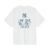  Áo thun MLB Basic Letter Mega Over Fit T Shirts NY Yankees - 3ATSB0753-50WHS 