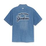  Áo Sơ Mi Jean MLB - Varsity Logo Denim Shirts NY Yankees - 3ADRV0253-50BLL 