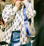  Túi Xách MLB Korea - Classic Monogram Jacquard Large Hobo Bag Boston L.Sand - 3ABQL023N-43SAL 