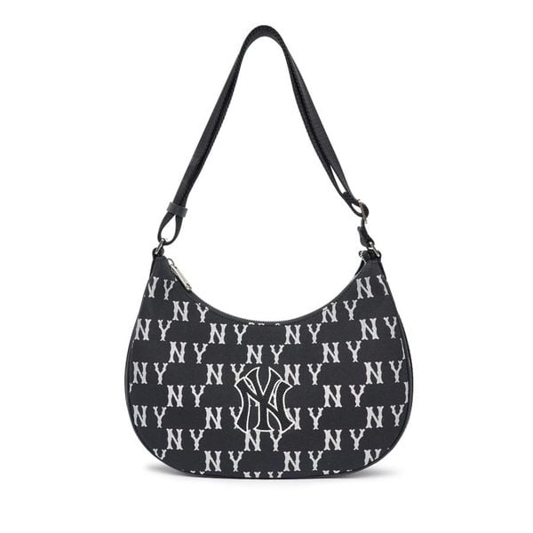  Túi Xách MLB Korea - Classic Monogram Jacquard Large Hobo Bag New York Yankees Black - 3ABQL023N-50BKS 