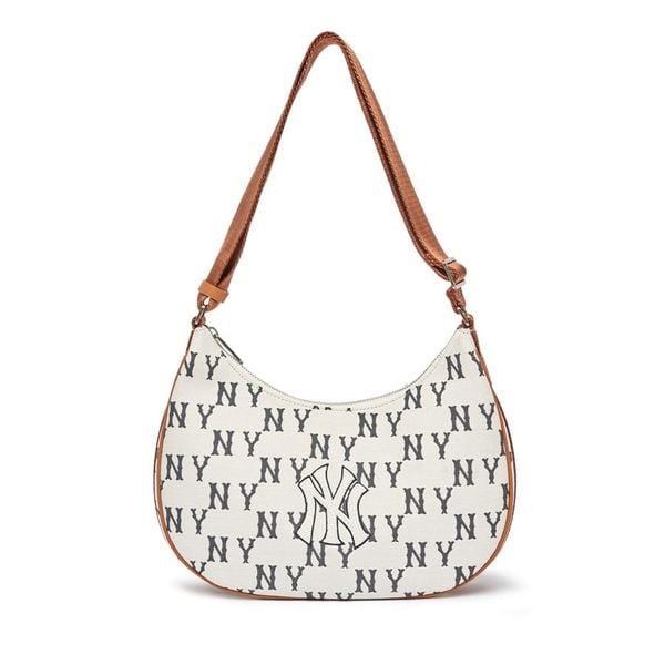  Túi Xách MLB Korea - Classic Monogram Jacquard Large Hobo Bag New York Yankees Cream - 3ABQL023N-50CRS 