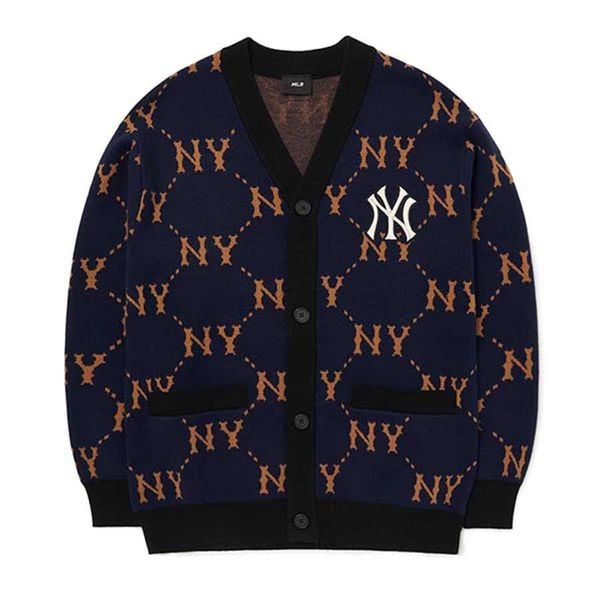  ÁO VẢI MLB DIAMOND MONOGRAM FRONT PANEL PATTERN CARDIGAN NEW YORK YANKEES - 3AKCM0224-50NYS 