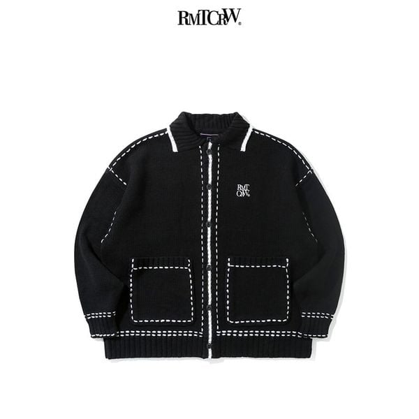  Áo Khoác Cardigan RMTCRW [ROMANTIC CROWN] - HAND STITCH KNIT CARDIGAN BLACK 