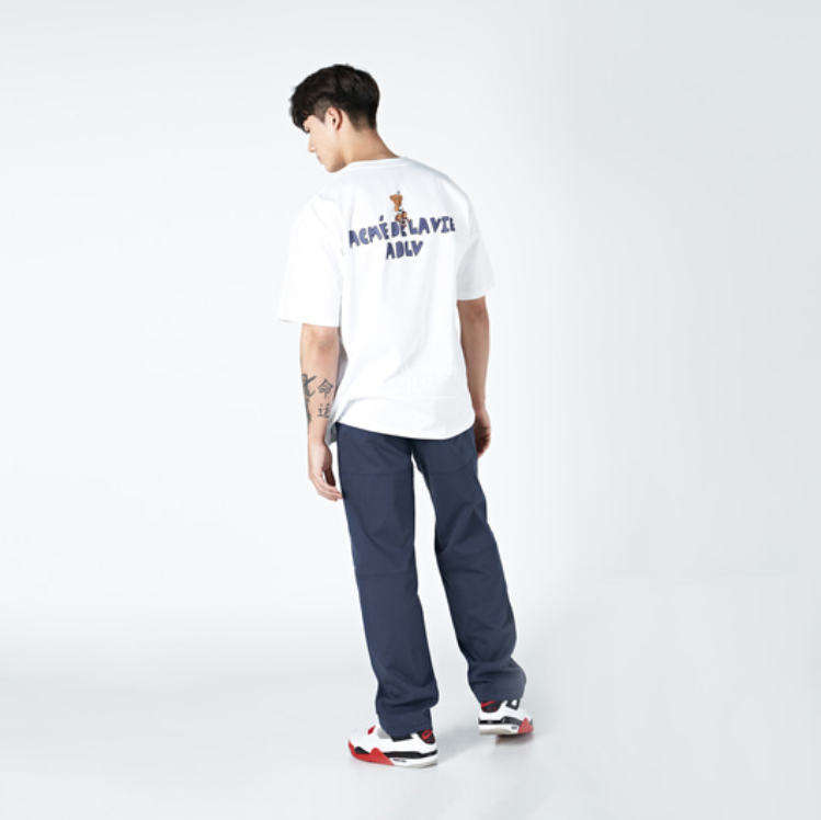  Áo thun - Acmé de la vie - ADLV CHECK PANTS BEAR SLEEVE T-SHIRT / WHITE 