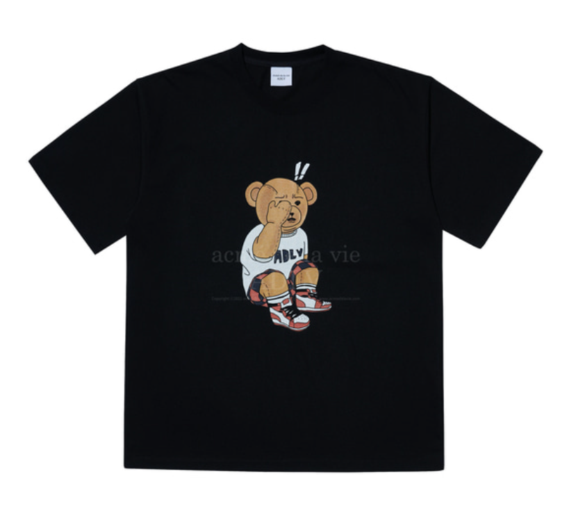  Áo thun - Acmé de la vie - ADLV CHECK PANTS BEAR SLEEVE T-SHIRT / BLACK 