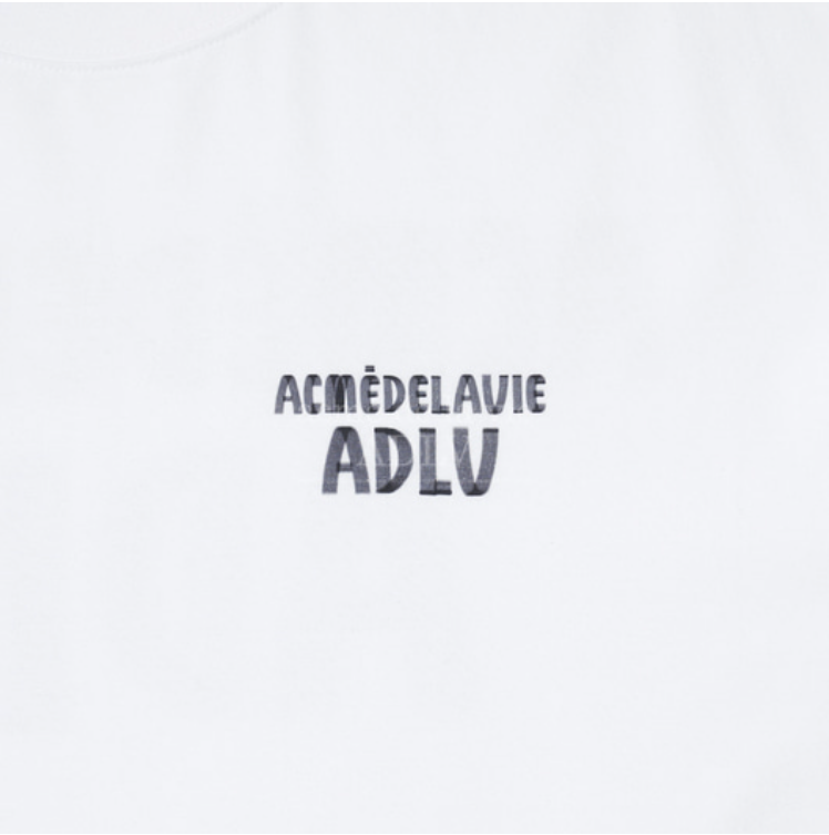  Áo thun - Acmé de la vie - ADLV MARKER BASIC LOGO SLEEVE T-SHIRT - WHITE / BLACK 