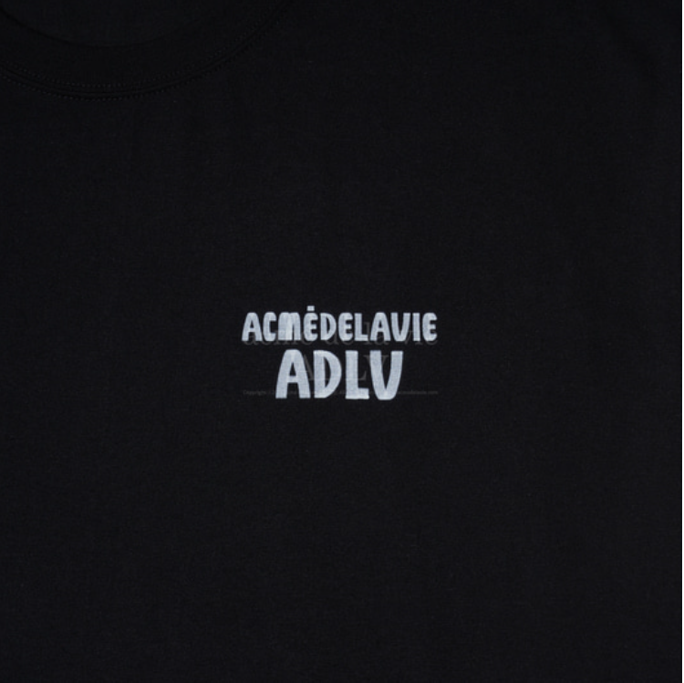  Áo thun - Acmé de la vie - ADLV MARKER BASIC LOGO SLEEVE T-SHIRT - BLACK / WHITE 