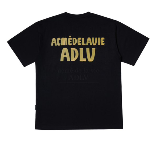  Áo thun - Acmé de la vie - ADLV MARKER BASIC LOGO SLEEVE T-SHIRT - BLACK / YELLOW 