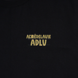  Áo thun - Acmé de la vie - ADLV MARKER BASIC LOGO SLEEVE T-SHIRT - BLACK / YELLOW 