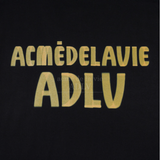  Áo thun - Acmé de la vie - ADLV MARKER BASIC LOGO SLEEVE T-SHIRT - BLACK / YELLOW 