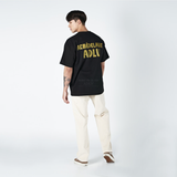  Áo thun - Acmé de la vie - ADLV MARKER BASIC LOGO SLEEVE T-SHIRT - BLACK / YELLOW 