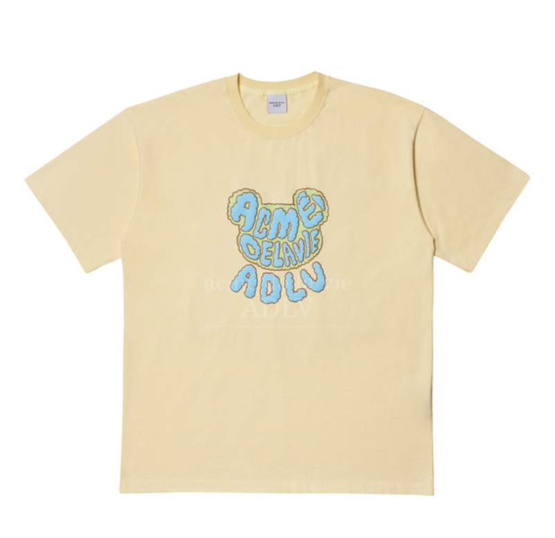  Áo thun - Acmé de la vie - ADLV EMBO BEAR SHORT SLEEVE T-SHIRT / LIGHT YELLOW 