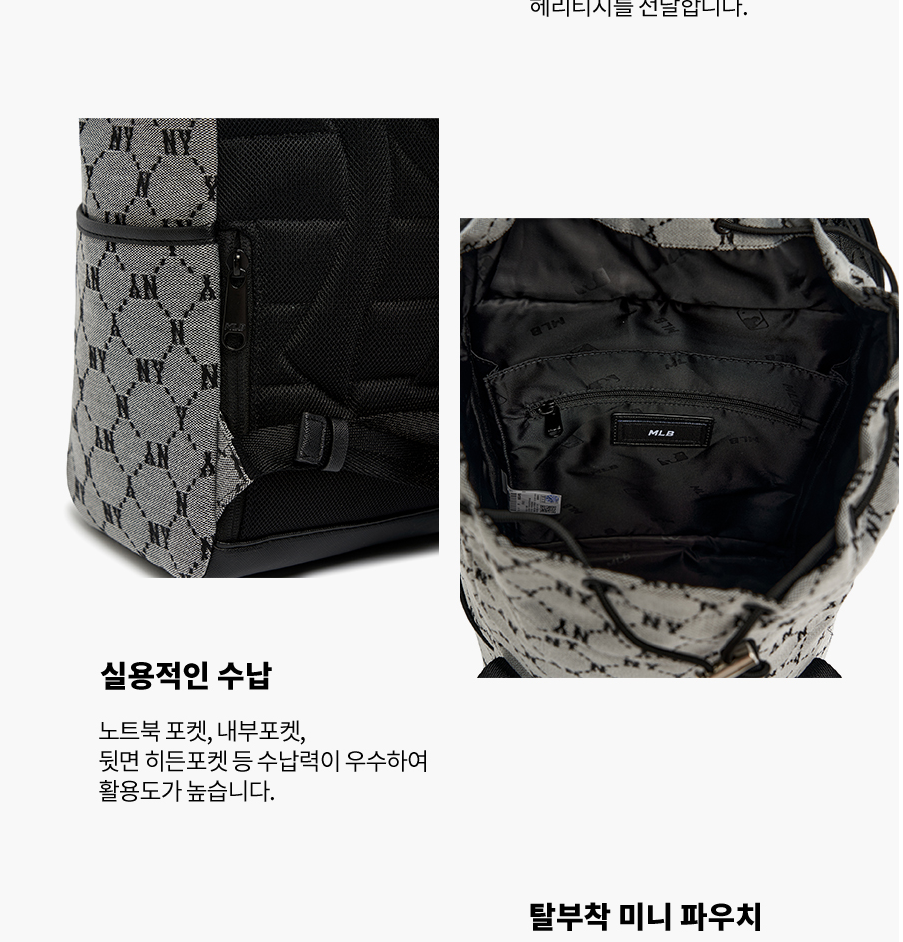  Balo MLB Korea - MONOGRAM DIAMOND JACQUARD BACKPACK BAG NEW YORK YANKEES - 3ABKM011N-50GRS 