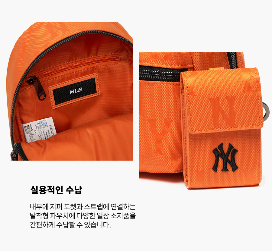  Balo MLB Korea - MONOGRAM NYLON JACQUARD MINI BACKPACK NEW YORK YANKEES - 3ABKS011N-50ORS 