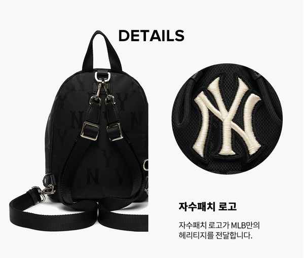  Balo MLB Korea - MONOGRAM NYLON JACQUARD MINI BACKPACK NEW YORK YANKEES - 3ABKS011N-50BKS 