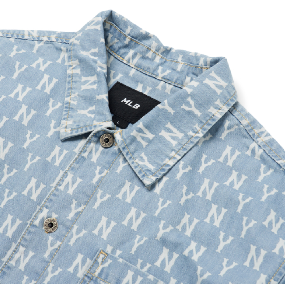 Áo Sơ Mi Jean MLB Classic Monogram Denim Short Sleeve Shirt