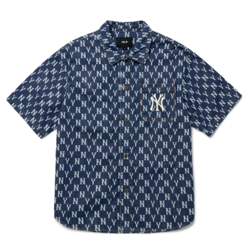 1119  HÀNG CHÍNH HÃNG  Áo Sơ Mi MLB Denim New York Yankees  XANH   MỘC  SHOES