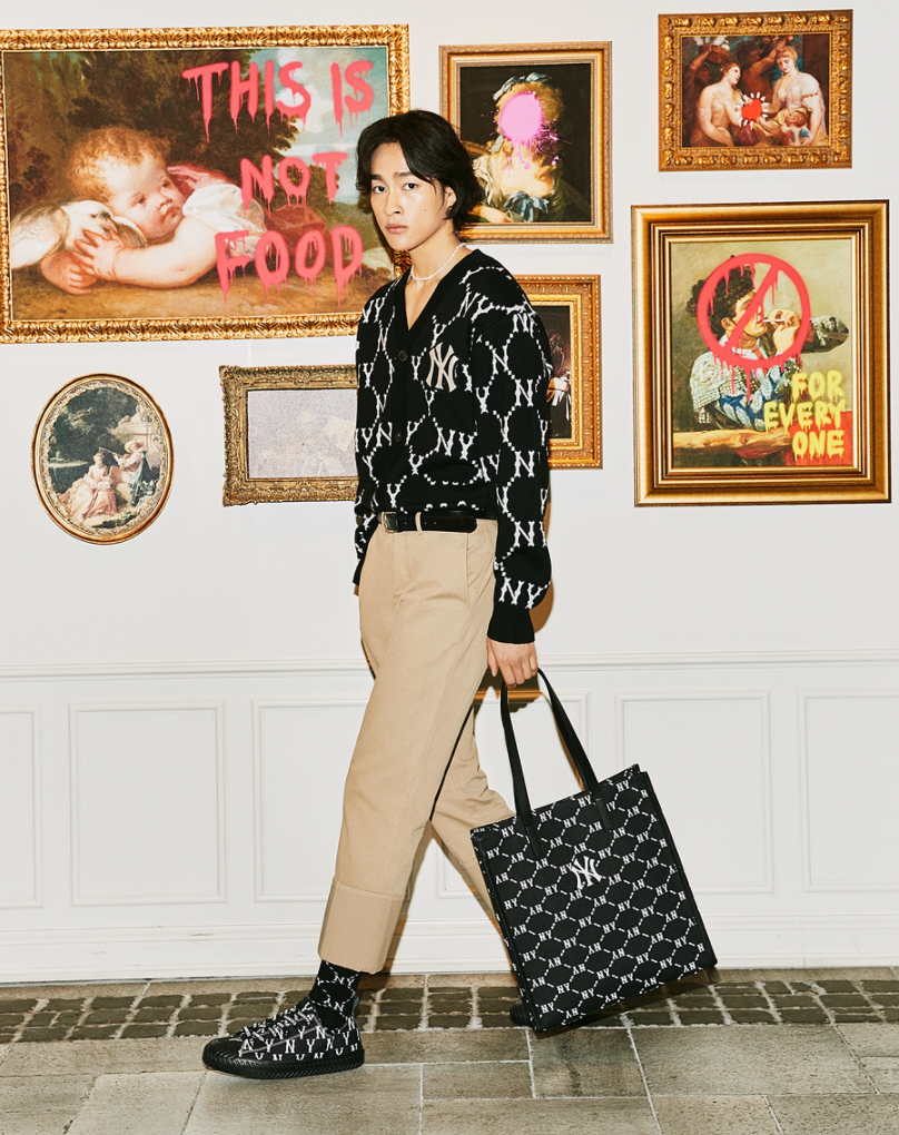  Túi MLB Korea - MONOGRAM DIAMOND JACQUARD TOTE BAG NEW YORK YANKEES - 3AORM012N-50BKS 