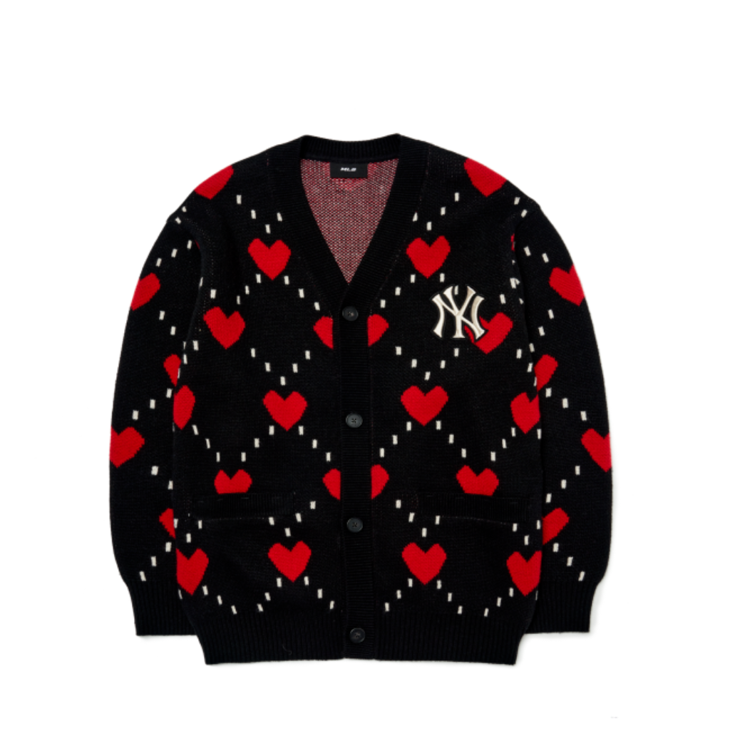  ÁO VẢI MLB HEART PATTERN CARDIGAN NEW YORK YANKEES - 3AKCH0224-50BKS 