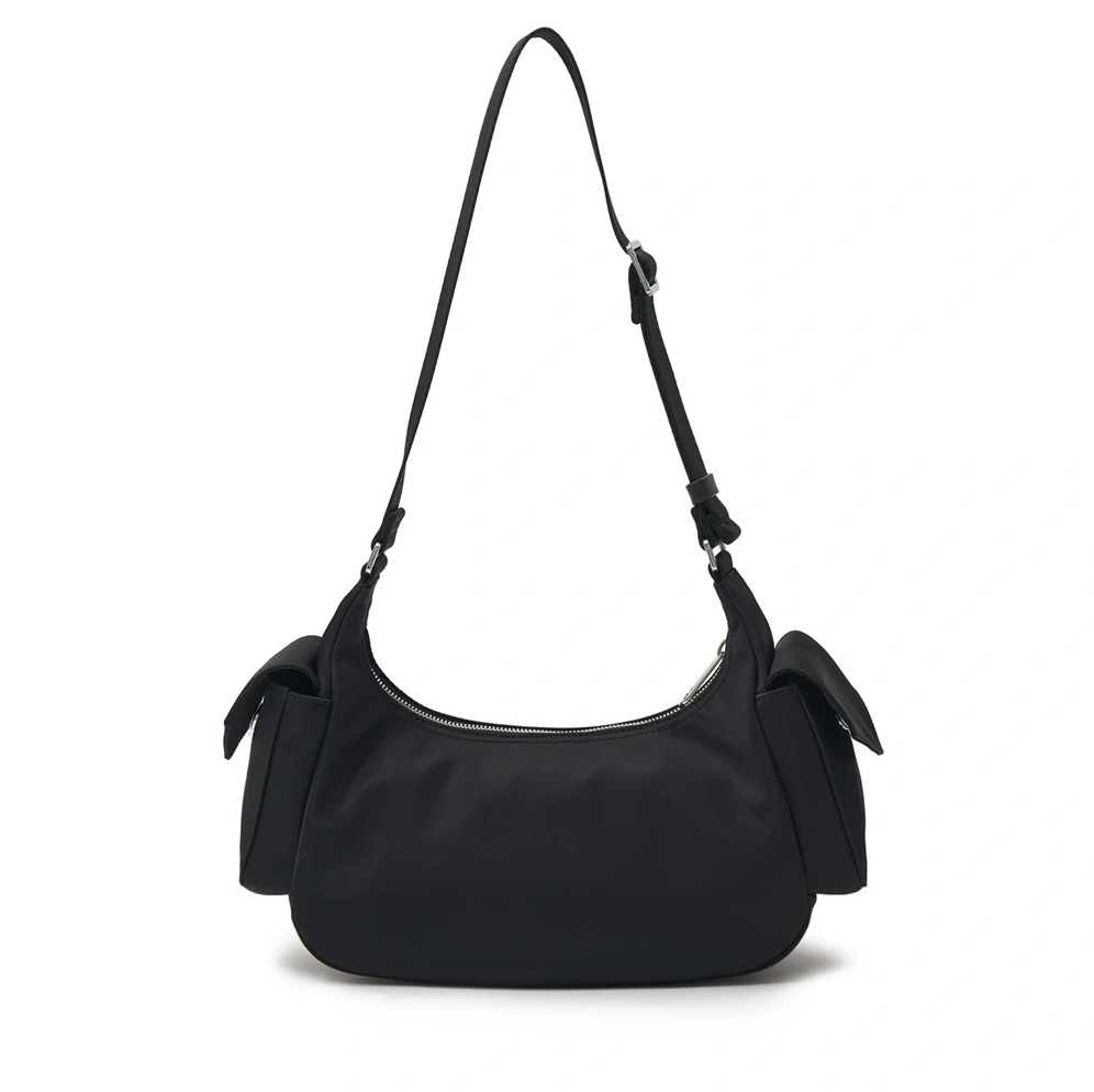 ★MLB Korea★ Curve Padded Hobo Bag NY Black 3ABQL064N-50BKS BASIC QUILTING LUX HOBO BAG NEW YORK YANKEES (3ABQL064N