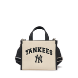  Túi MLB Korea - VARSITY JACQUARD CANVAS SMALL TOTE BAG NEW YORK YANKEES CREAM - 3AORS083N-50CRD 
