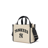  Túi MLB Korea - VARSITY JACQUARD CANVAS SMALL TOTE BAG NEW YORK YANKEES CREAM - 3AORS083N-50CRD 