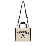  Túi MLB Korea - VARSITY JACQUARD CANVAS SMALL TOTE BAG NEW YORK YANKEES CREAM - 3AORS083N-50CRD 