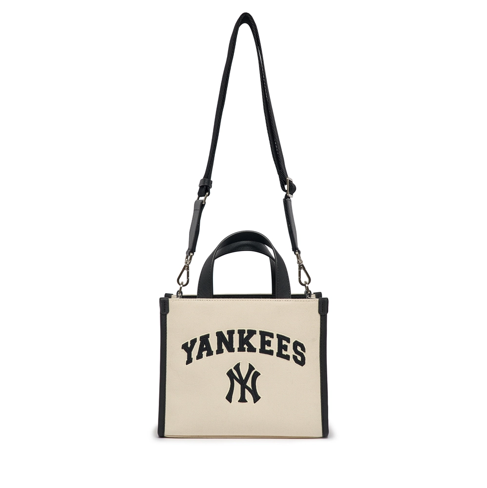  Túi MLB Korea - VARSITY JACQUARD CANVAS SMALL TOTE BAG NEW YORK YANKEES CREAM - 3AORS083N-50CRD 